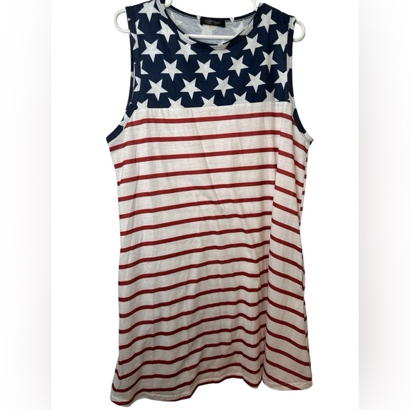 Patriotic Sleeveless Dress with Stars and Stripes - Picture 1 of 5